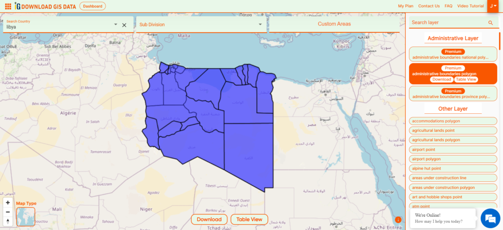 Libya National District Boundaries