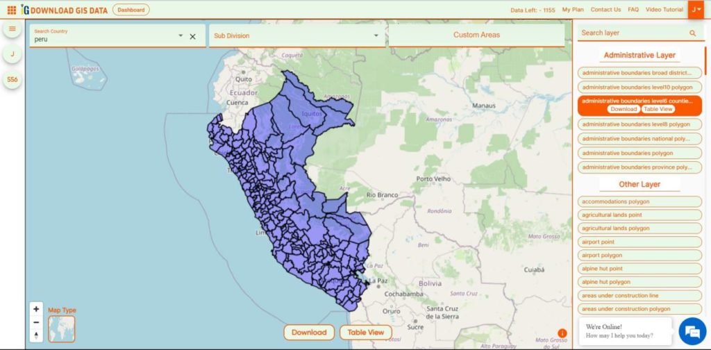 Peru Provinces Boundaries