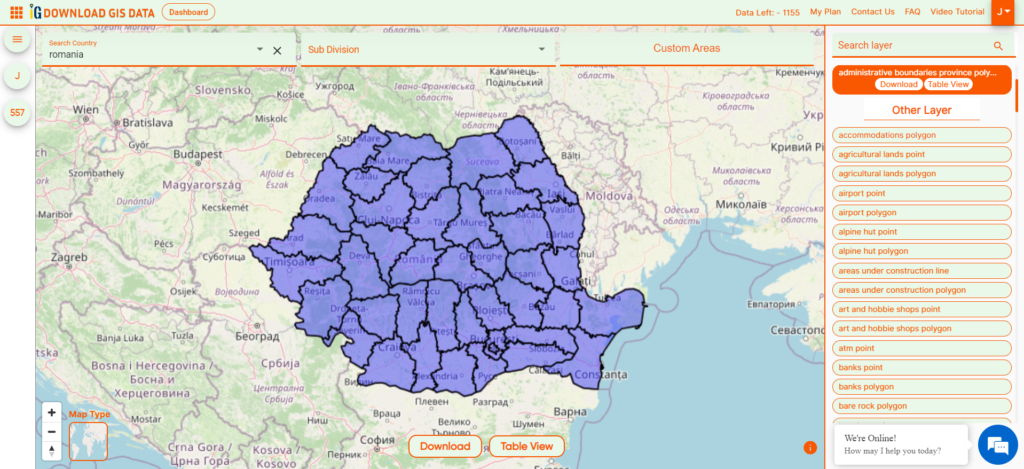 Romania Counties Boundaries