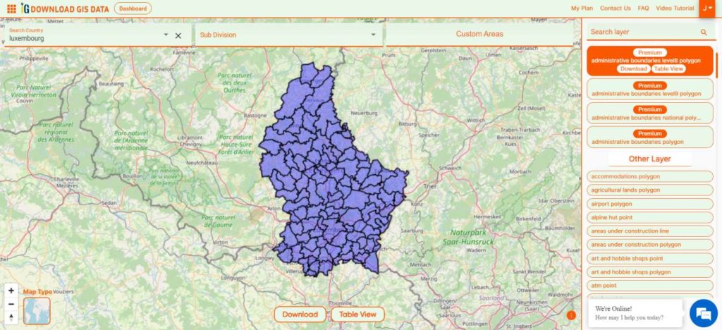Luxembourg Communes Boundaries