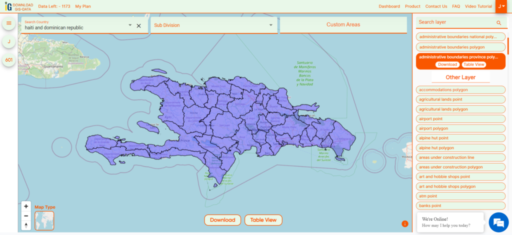 Haiti And Dominican Republic Provinces Boundaries