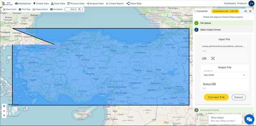 Slect GeoJSON as output Format