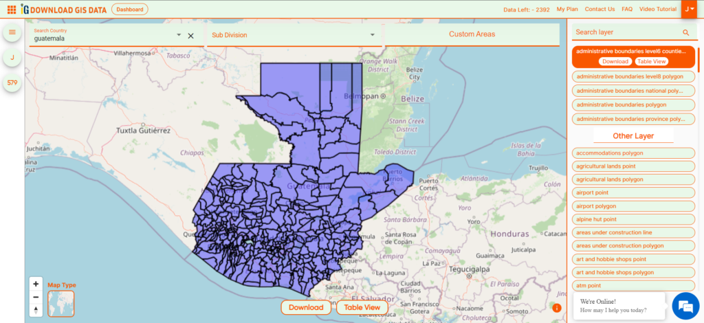 Guatemala Municipalities Boundaries