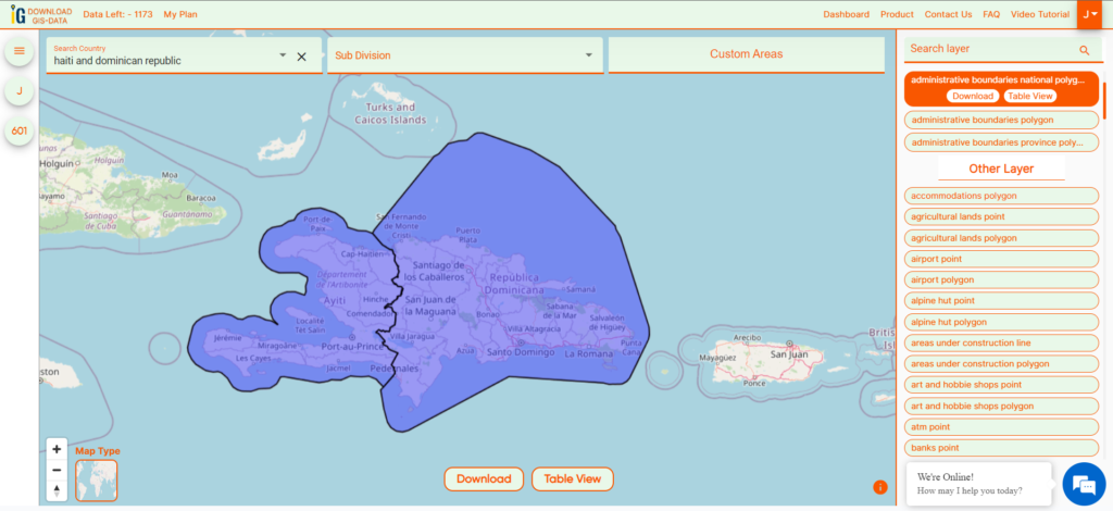 Data of Haiti And Dominican Republic National Boundary