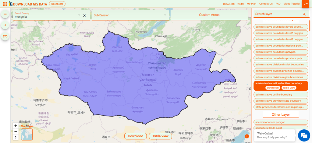 Mongolia National Boundary