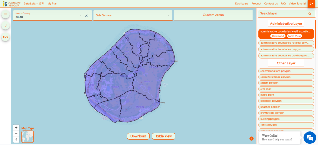 Nauru Districts Boundaries