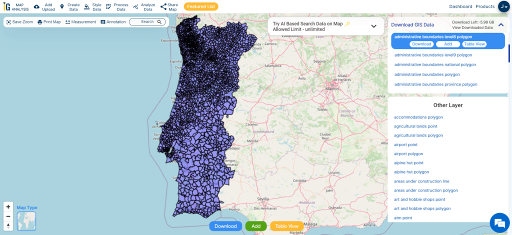 Portugal Map (Road) - Worldometer