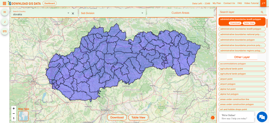 Slovakia Districts Boundaries