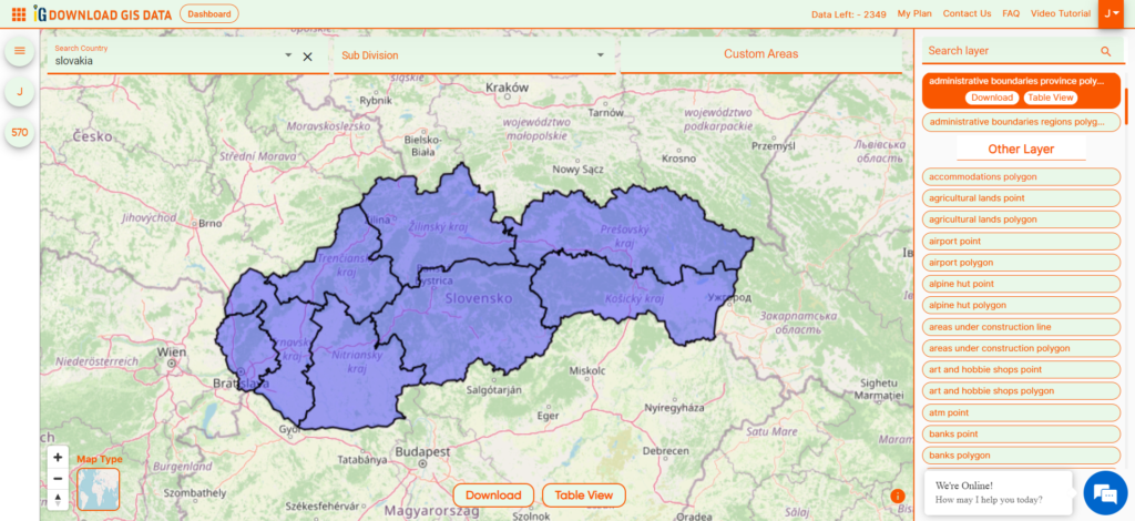 Slovakia Regions Boundaries