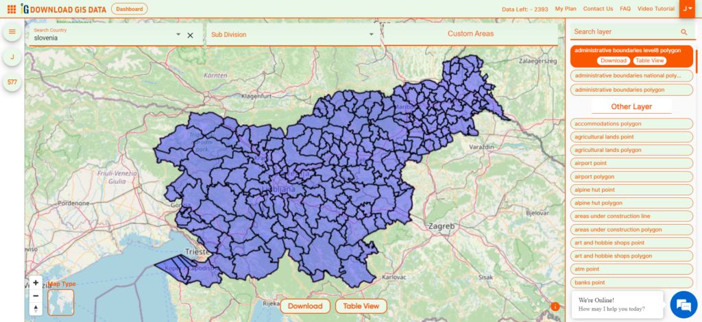 Slovenia Municipalities Boundaries