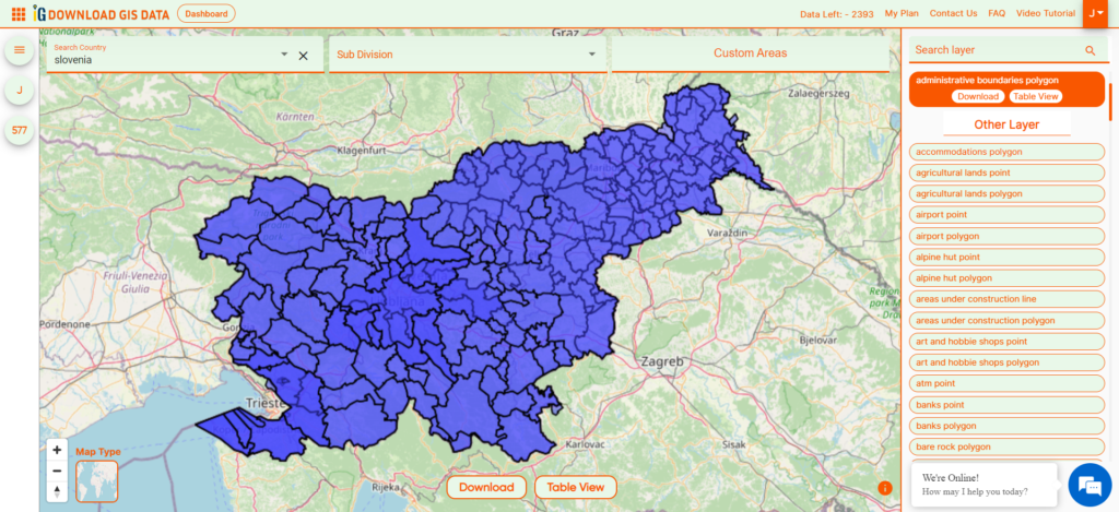 Slovenia National And Municipalities Boundaries