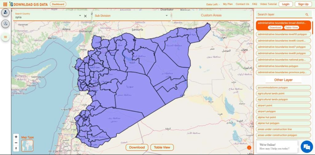 Syria Districts Boundaries