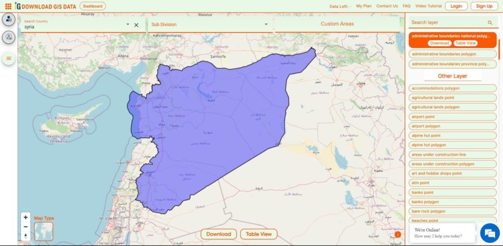 Syria National Boundary