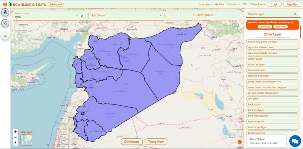 Syria Provinces Boundaries