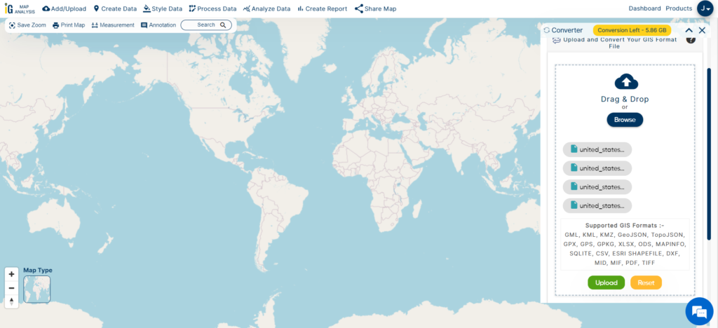 Shapefile SHP to SQlite conversion Upload Shapefile