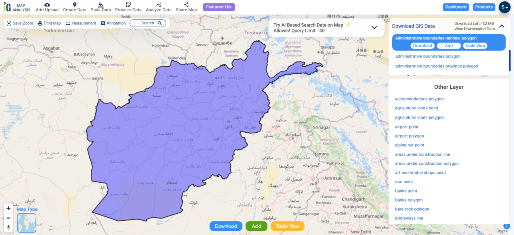 Afghanistan National Boundary