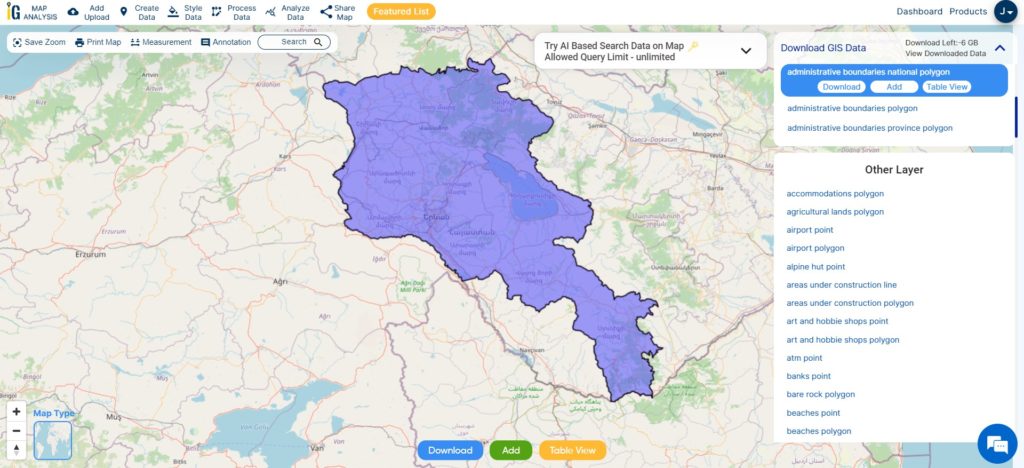 Armenia National Boundary