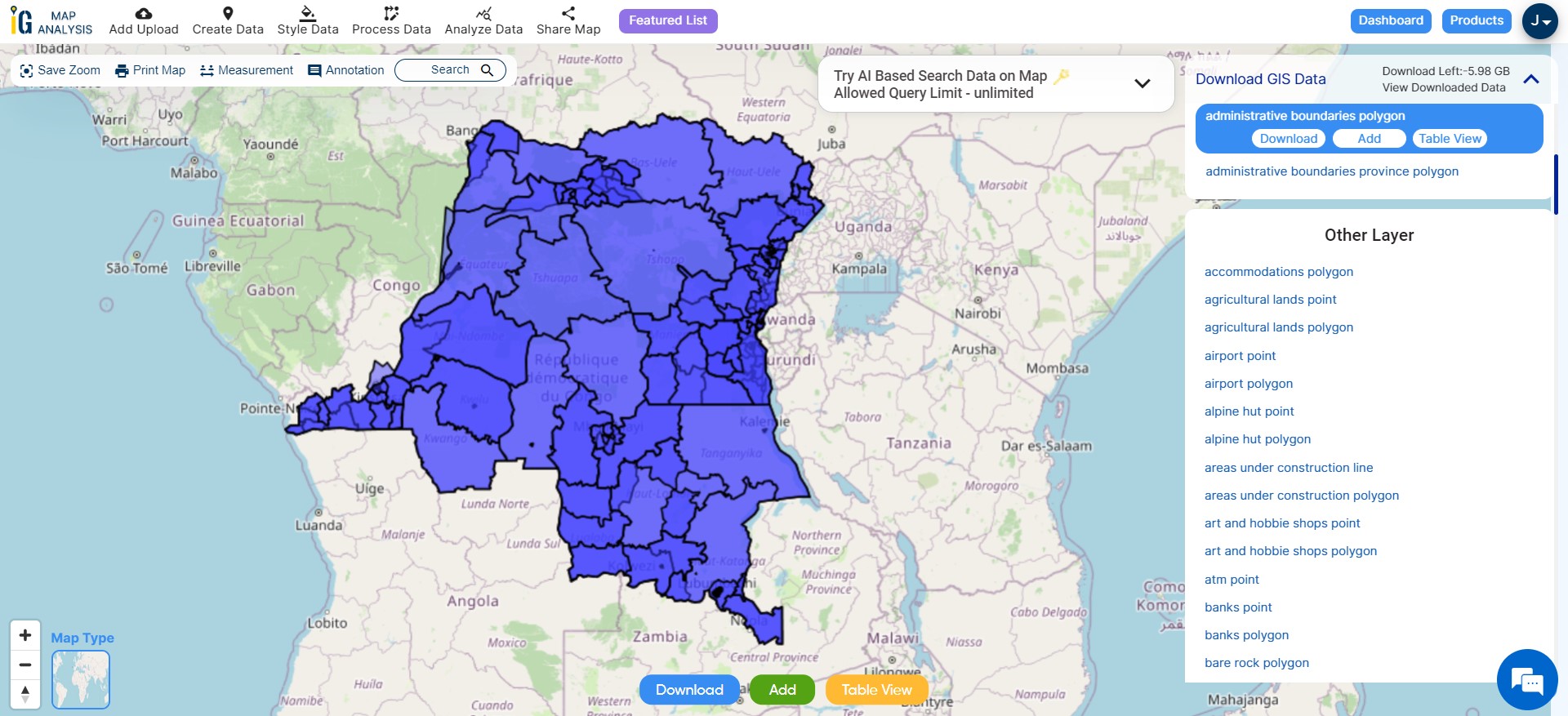 Download Democratic Republic of the Congo GIS data