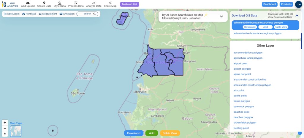 Equatorial Guinea Provinces Boundaries