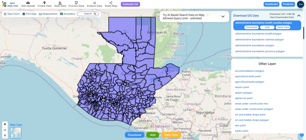 Guatemala Municipalities Boundaries