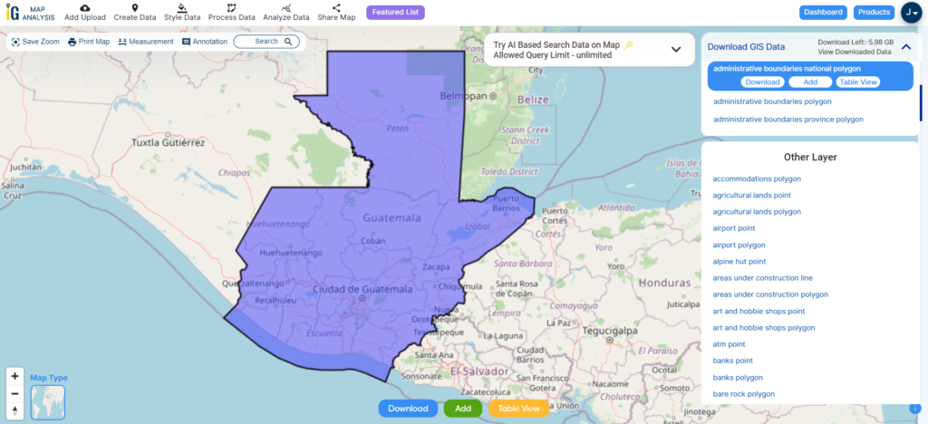 Guatemala National Boundaries