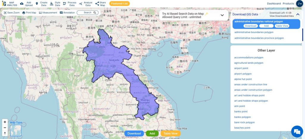 Laos National Boundary