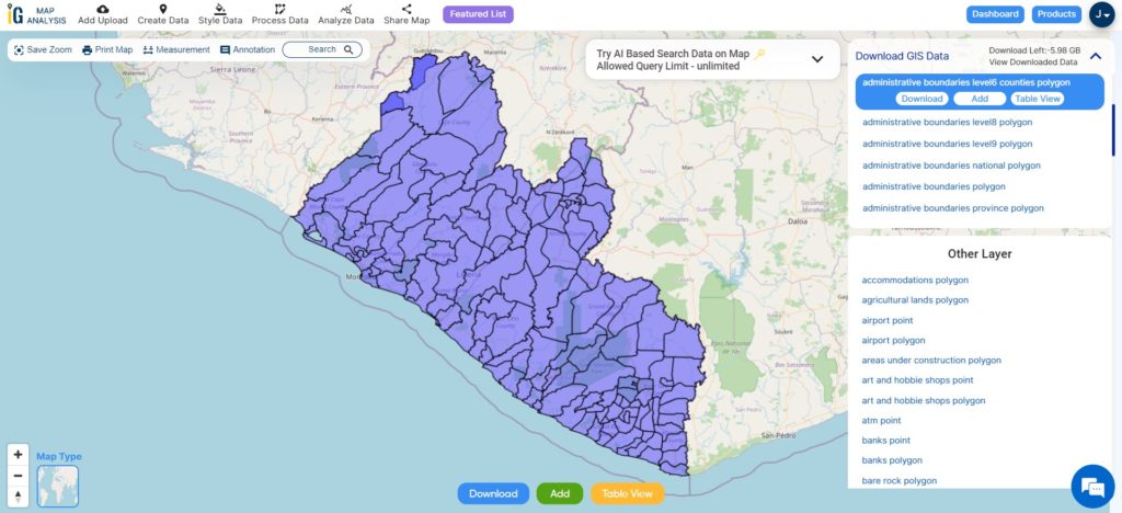 Liberia District Boundary