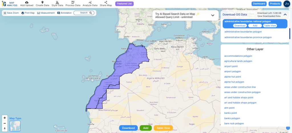 Morocco National Boundary