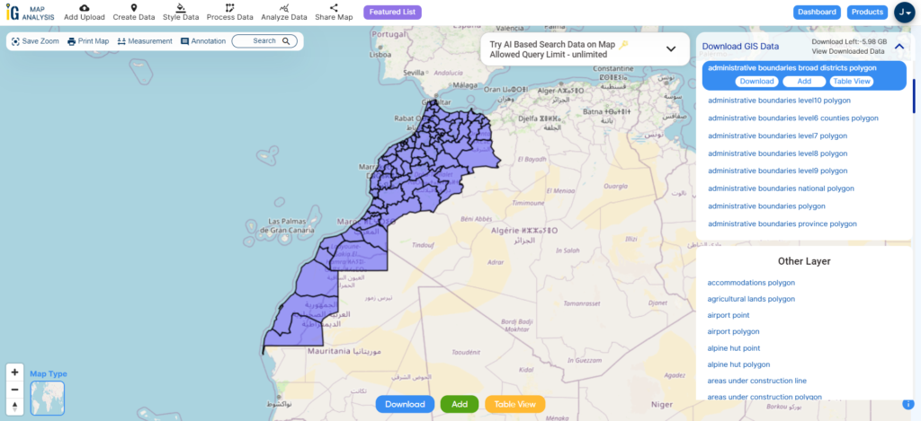 Morocco Provinces Boundaries