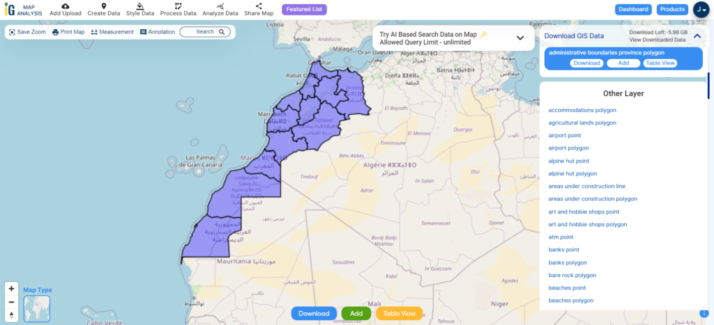 Morocco Regions Boundaries