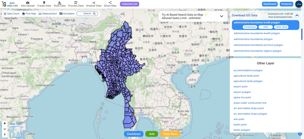 Myanmar Townships Boundaries