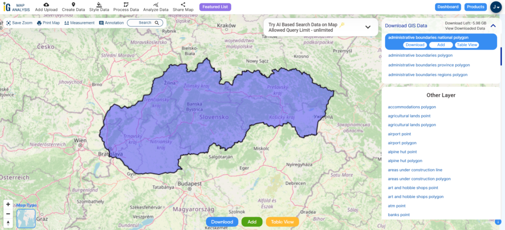 Slovakia National Boundary