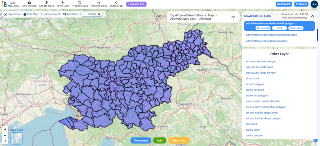 Slovenia Municipalities Boundaries