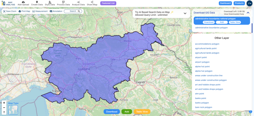 Slovenia National Boundary