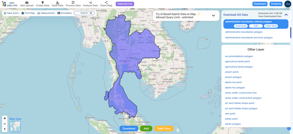 Download Thailand Administrative Boundary GIS Data for – National, Province and more