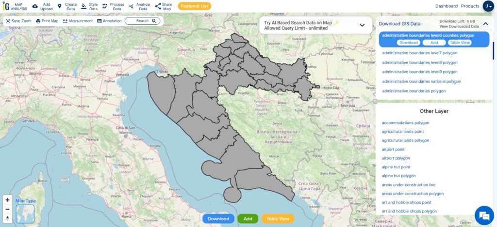 Croatia Counties Boundary