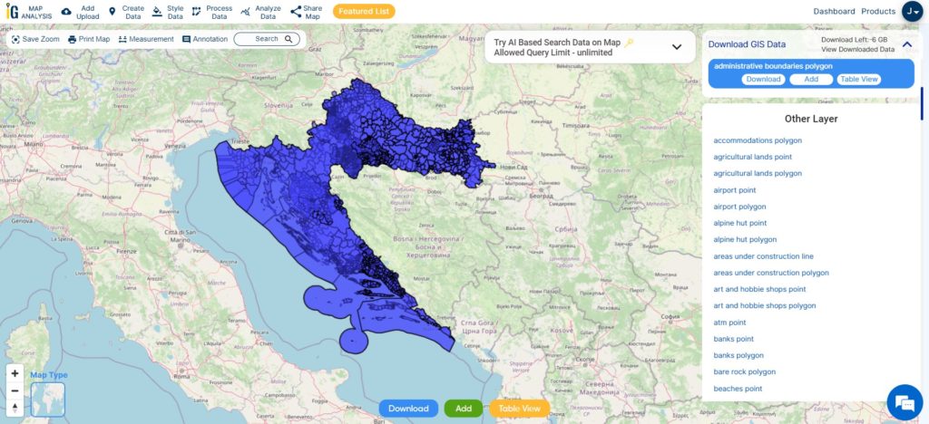 Croatia National, County and Municipalities Boundary