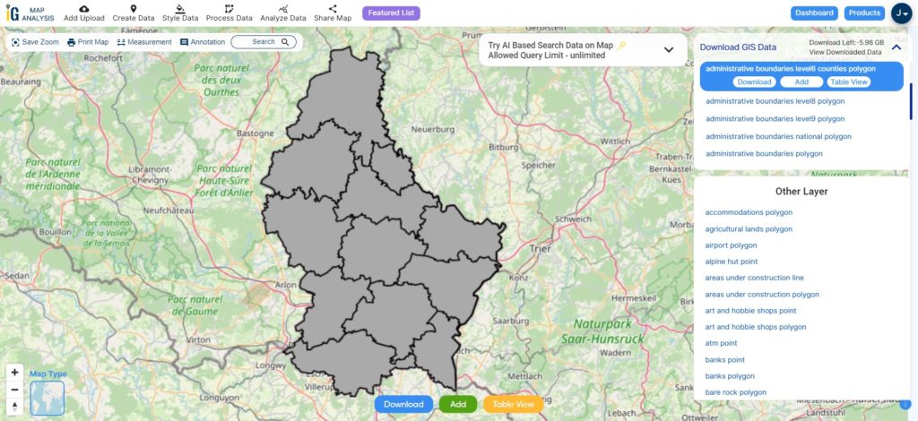 Luxembourg Cantons Boundaries