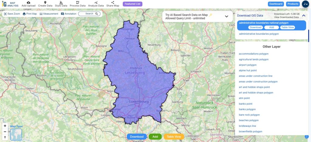 Luxembourg National Boundary