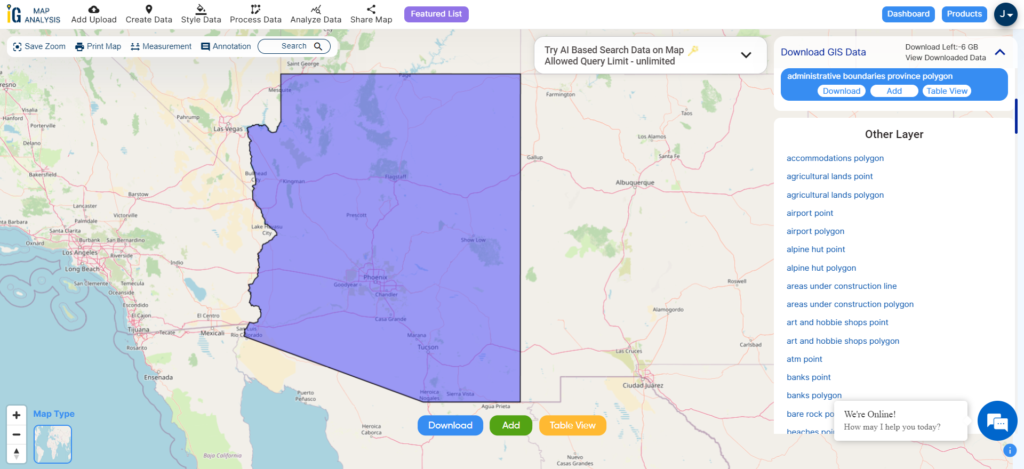 Arizona State Boundary