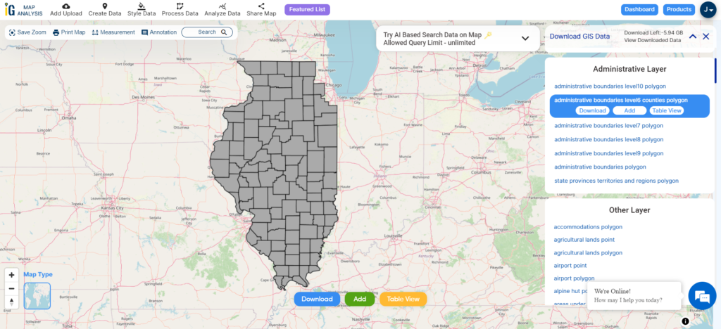 Illinois State Boundary