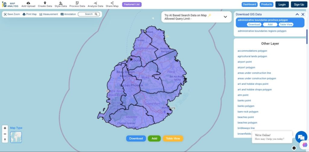 Mauritius Districts Boundaries