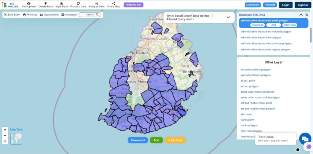 Mauritius Villages Boundaries