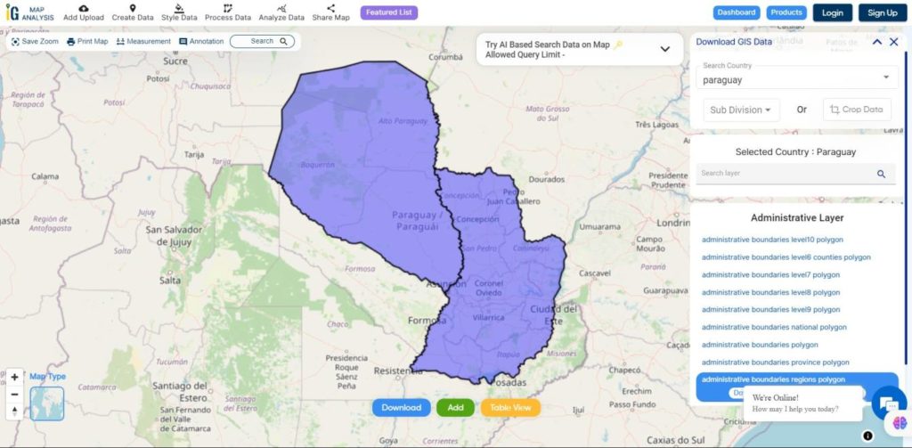  Paraguay Regions Boundaries