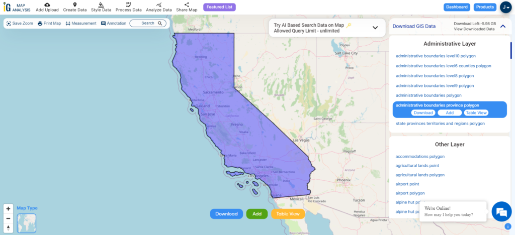 California State Boundary