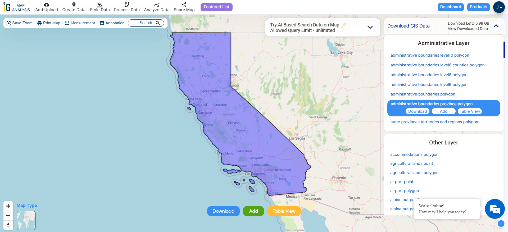 California GIS data shapefile, administrative boundary, county, rail