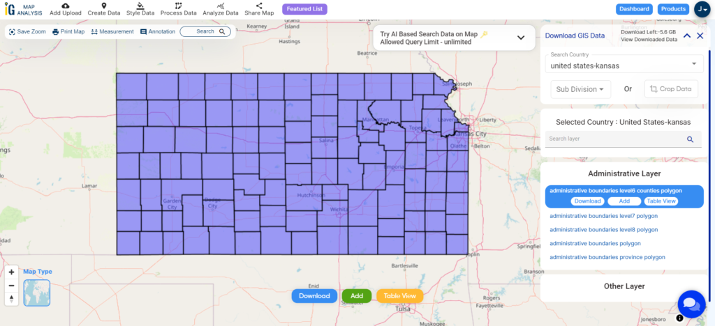 Kansas County Boundary