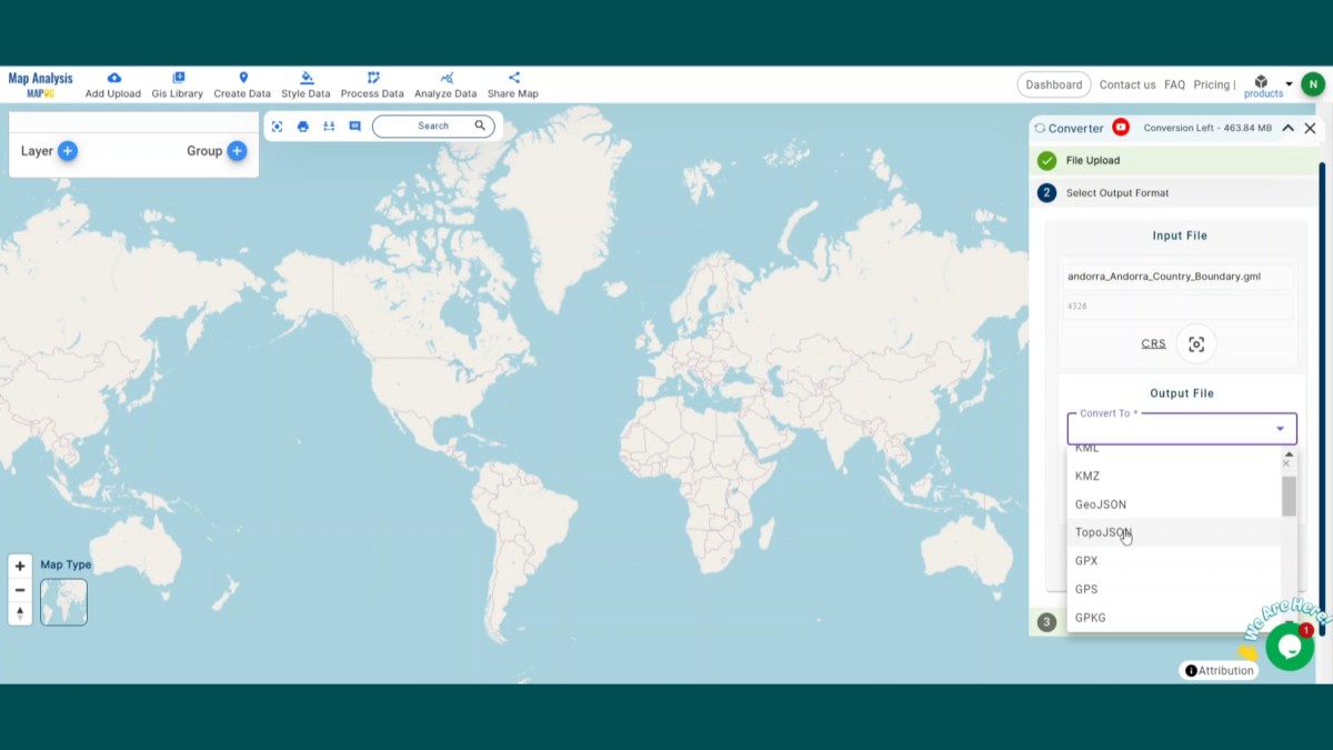 Converting gml to topojson online