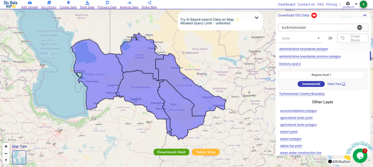 Download Turkmenistan Administrative Boundary GIS Data for – National ...