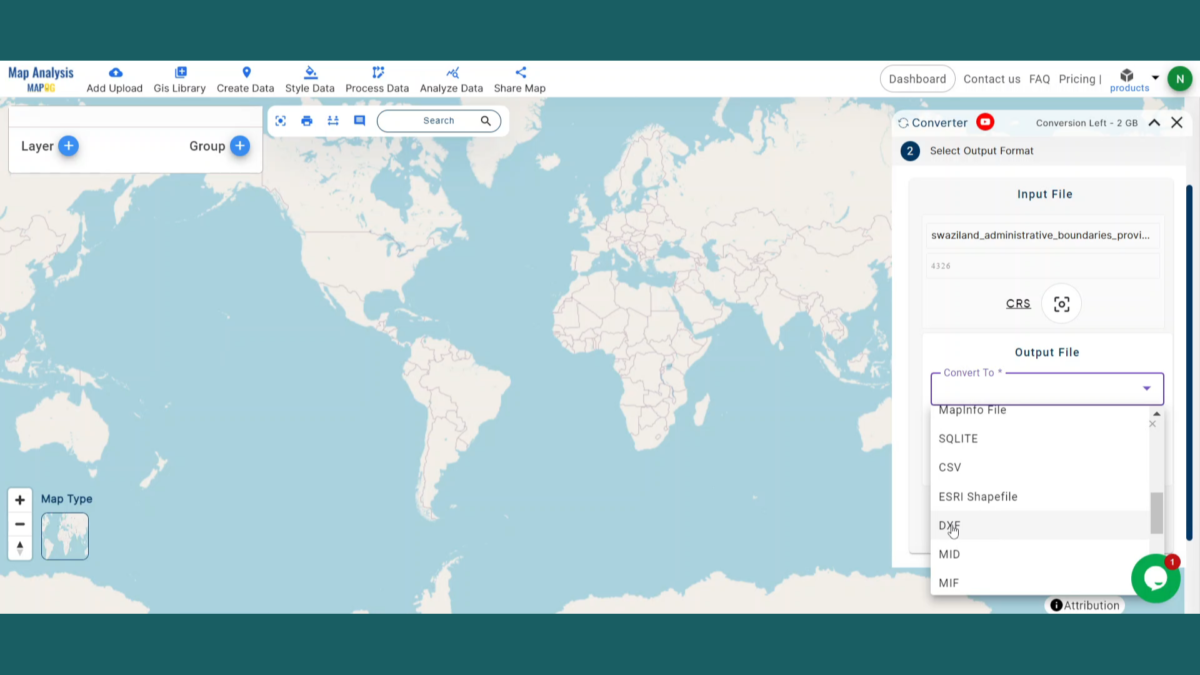 Convert gml to dxf gis data online